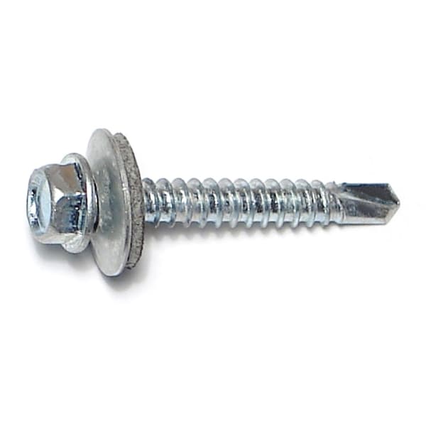 Midwest Fastener Self-Drilling Screw, #12 x 1-1/2 in, Zinc Plated Steel Flange Hex Head External Hex Drive, 100 PK 03344 - main